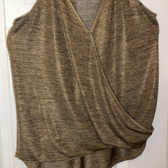 Lily Rose Women’s Draped Front Racer Back Shimmering Bronze Tank Top Size Small - Picture 3 of 8